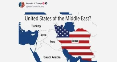 ياخبر..ترامب ينشر خريطة إيران مظللة بالعلم الأمريكى 9 202605230533153315 429